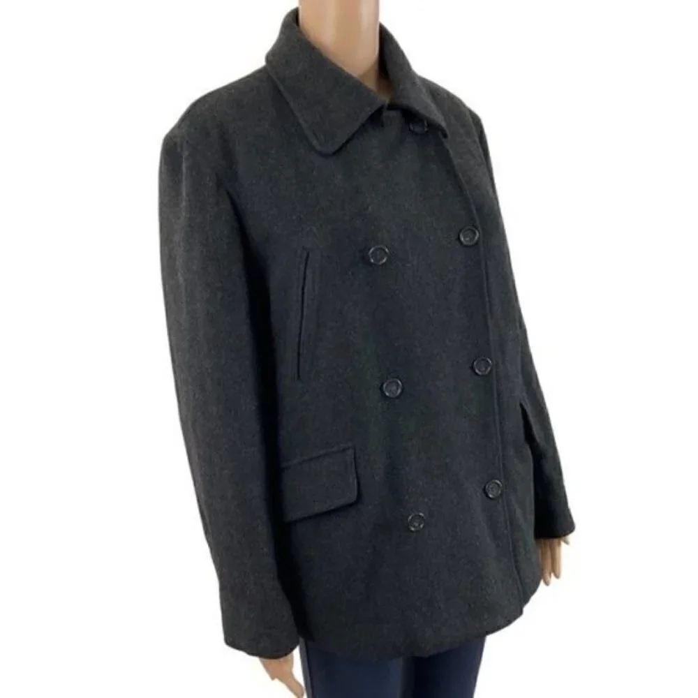J.Crew Double Breasted Wool Jacket Gray Vintage Size Medium Lined